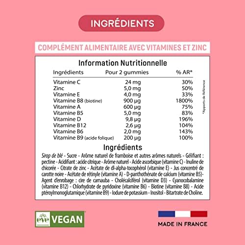 LASHILÉ BEAUTY - Compléments Alimentaires - Pousse des Cheveux - Good Hair Vitamins - Cure 1 mois - 60 Gummies - Fabrication Française - Biotine, Zinc, Vitamine E, Vitamine C, Vitamine B6… – Image 6