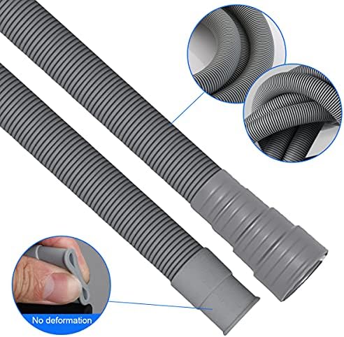 REKALRO Tuyau lave-linge 1m, tuyau d'évacuation des eaux usées avec raccord de tuyau de vidange et 2 colliers de serrage, rallonge de tuyau de vidange Ø 20mm pour lave-linge lave-vaisselle – Image 3