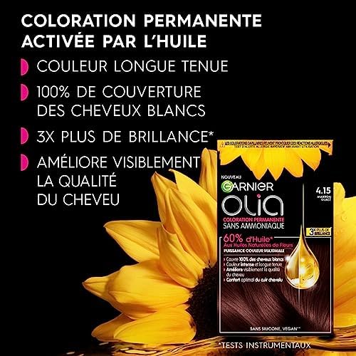 Garnier Coloration Permanente - Sans Ammoniaque - Aux Huiles Naturelles De Fleurs - Marron Glacé (4.15) - Olia – Image 5