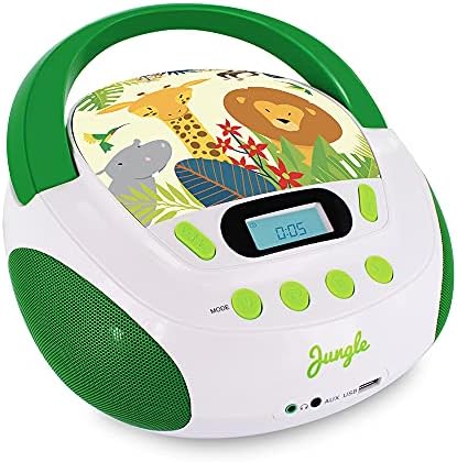 Metronic 477144 Lecteur CD pour enfants Jungle avec port USB/AUX-IN Vert/Blanc