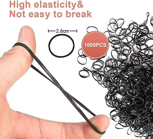 OOTDAY Elastique Cheveux,1000 Pièces petit elastique cheveux, Mini Elastique Caoutchouc pour Cheveux, Tressée pour Petites Dreadlocks, coiffure de mariage, Noir – Image 3