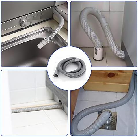 REKALRO Tuyau lave-linge 1m, tuyau d'évacuation des eaux usées avec raccord de tuyau de vidange et 2 colliers de serrage, rallonge de tuyau de vidange Ø 20mm pour lave-linge lave-vaisselle – Image 7