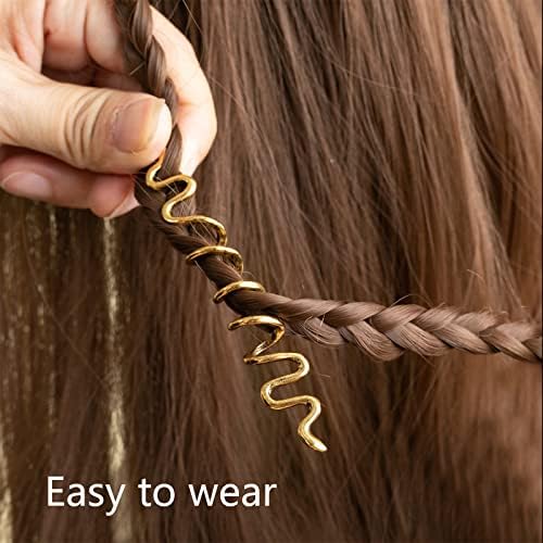 28 Pièces Perles Dreadlocks De Cheveux Vikings Spiral Coils En Métal,Bijoux Cheveux Tresse ,Pour Hommes Femmes(Or) – Image 3