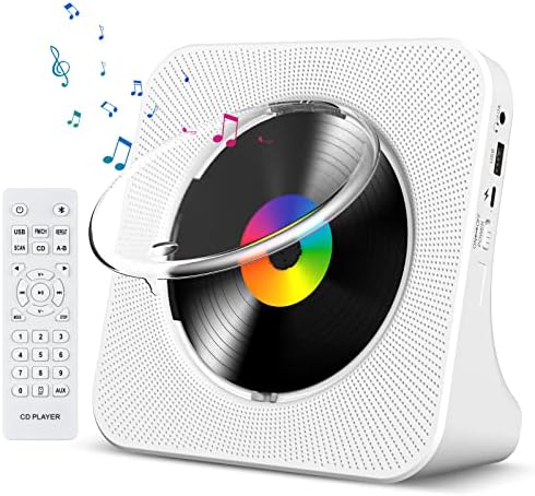 Lecteur CD de Bureau avec Bluetooth Gueray Lecteur CD Mural Haut-parleurs HiFi Intégrés Portables avec écran LED Audio Domestique Boombox Radio FM USB Type-c Lecteur de Musique MP3