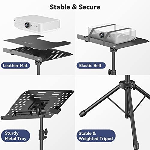 KDD Support Videoprojecteur -4 en 1 Pupitre Musique Pliable avec Bras à Ressort Trépied Ordinateur Portable Support Tablette avec Barre Coulissante- Hauteur Réglable de 59cm à 160cm & Rotation de 180° – Image 3