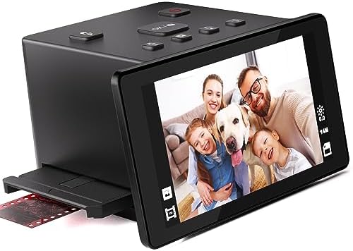 Scanners de Diapositives et négatifs avec écran LCD 5 Pouces, convertit Les négatifs et Diapositives Couleur et Noir et Blanc de 35mm, 126, 110, Super 8 et 8mm en Haute résolution JPEG 22 MP