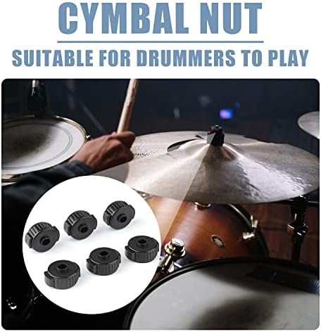 6 Pièces Noix de Cymbale à Dégagement Rapide, 8mm Cymbale Mate Nut Plastique Noir Écrou de Verrouillage de Cymbale pour Kit De Batterie à Percussion Remplacement de Pièces ed Batterie Jazz – Image 5