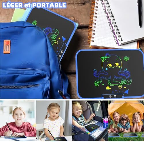 Topfree Tablette Dessin Enfant, 13 Pouces Tablette d'écriture LCD Colorée, Tablette Magique Enfant, Ardoise Magique 2 3 4 5 6 7 ans Filles et Garçons Cadeau D'anniversaire pour Les Enfants, Bleu – Image 5