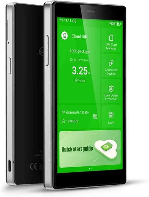 GlocalMe G4Pro Routeur Mobile 4G, Wi-FI Hotspot, Aucune Carte SIM nécessaire, avec 1Go Données Globales, Application GlocalMe conviviale, Couvrant de 140+ Pays et régions (Noir)