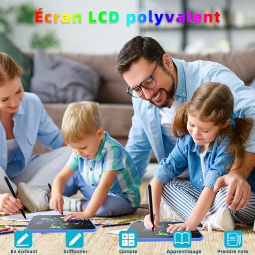Topfree Tablette Dessin Enfant, 13 Pouces Tablette d'écriture LCD Colorée, Tablette Magique Enfant, Ardoise Magique 2 3 4 5 6 7 ans Filles et Garçons Cadeau D'anniversaire pour Les Enfants, Bleu – Image 3