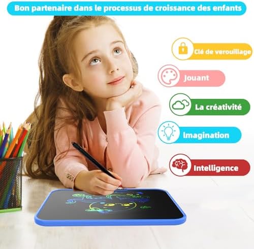 Topfree Tablette Dessin Enfant, 13 Pouces Tablette d'écriture LCD Colorée, Tablette Magique Enfant, Ardoise Magique 2 3 4 5 6 7 ans Filles et Garçons Cadeau D'anniversaire pour Les Enfants, Bleu – Image 2