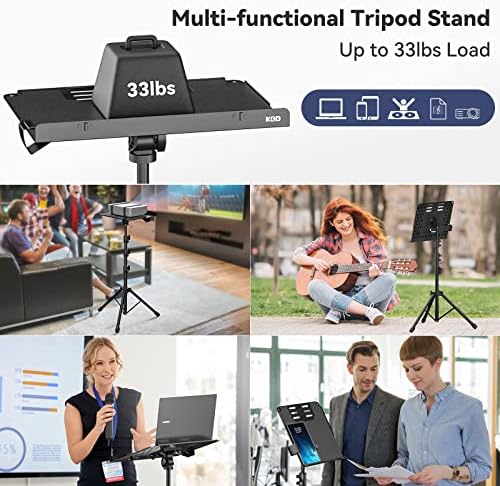 KDD Support Videoprojecteur -4 en 1 Pupitre Musique Pliable avec Bras à Ressort Trépied Ordinateur Portable Support Tablette avec Barre Coulissante- Hauteur Réglable de 59cm à 160cm & Rotation de 180° – Image 4