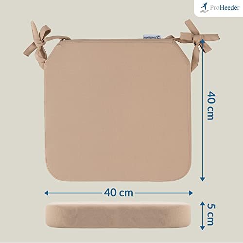 Galettes de Chaise de Jardin - Intérieur et Extérieur Résistant à l'Eau - Déhoussable et Lavable avec Bandes de Fixation - Aussi pour Cuisine et Terrasse - 2 x Coussins de Chaise - Gris - 40x40x5cm – Image 2