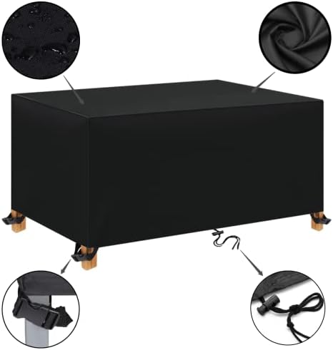 TopIdea Housse Salon de Jardin 200x100x75cm Housse de Table Jardin Rectangulaire Couverture de Protection Meubles Bâche Salon de Jardin Imperméable Anti-UV Tissu 600D Oxford Bache Table Exterieur – Image 2