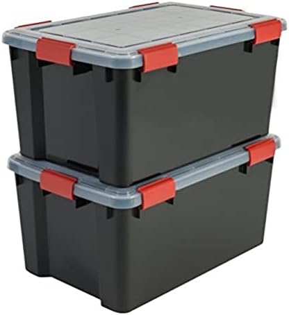 Iris Ohyama, Lot de 3 Grandes boîtes, Organisateur de rangement plastique, avec couvercle & Boîtes, Organisateur de rangement plastique, Lot de 2, 50L, Hermétique, Clips, Chambre – Image 5