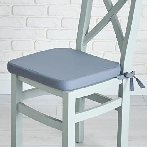 Galettes de Chaise de Jardin - Intérieur et Extérieur Résistant à l'Eau - Déhoussable et Lavable avec Bandes de Fixation - Aussi pour Cuisine et Terrasse - 2 x Coussins de Chaise - Gris - 40x40x5cm – Image 4
