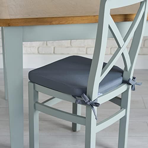 Galettes de Chaise de Jardin - Intérieur et Extérieur Résistant à l'Eau - Déhoussable et Lavable avec Bandes de Fixation - Aussi pour Cuisine et Terrasse - 2 x Coussins de Chaise - Gris - 40x40x5cm – Image 5