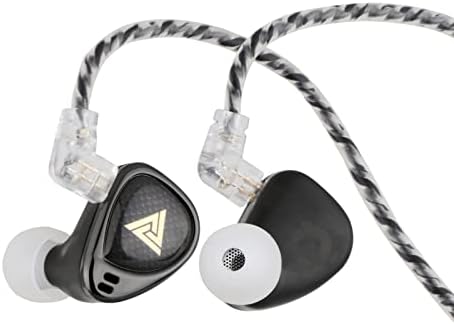 QKZ x HBB Khan 2DD Contrôleur Dynamique HiFi Intra-Auriculaire IEM, Coque Légère et Ergonomique Imprimée en 3D, Câble OFC Détachable 0,75 mm 2 Broches, Pour Audiophile, Musicien, DJ (avec micro)