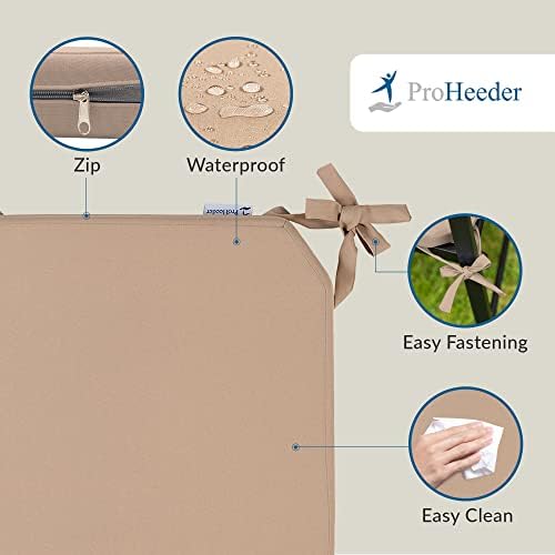 Galettes de Chaise de Jardin - Intérieur et Extérieur Résistant à l'Eau - Déhoussable et Lavable avec Bandes de Fixation - Aussi pour Cuisine et Terrasse - 2 x Coussins de Chaise - Gris - 40x40x5cm – Image 3