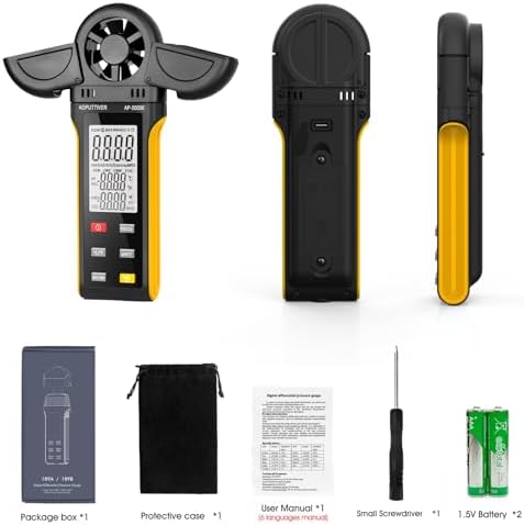 AOPUTTRIVER AP-5000K Anémomètre numérique hygromètre 6 unités de vitesse du vent avec grand écran LCD rétroéclairé MAX/MIN/AVG, mesure de l'humidité de la température, fonctions d'arrêt automatique – Image 7