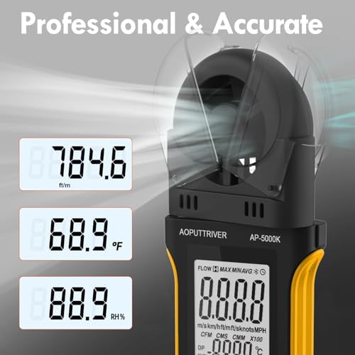 AOPUTTRIVER AP-5000K Anémomètre numérique hygromètre 6 unités de vitesse du vent avec grand écran LCD rétroéclairé MAX/MIN/AVG, mesure de l'humidité de la température, fonctions d'arrêt automatique – Image 6