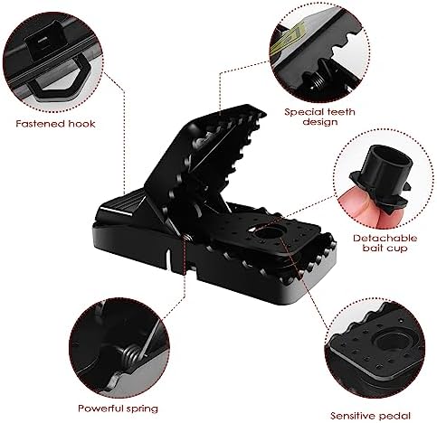 Fousenuk Piège à Rats Professionnel, 6 Clips de Piege a Souris Efficace, Piège Souris Reutilisable, Tapetteà, Attrape, Tapetteà Plastique, Tapette, Convient pour la Maison et Exterieur – Image 6