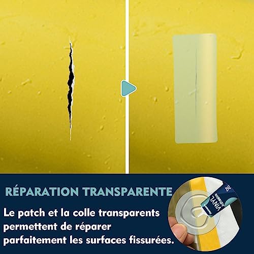 Hannaera Kit de Réparation Piscine, Rustine Piscines, Transparente Kit Reparation Spa Gonflable, Colle PVC pour Bouées, Produits gonflables, Matelas et Bateaux(60ml) – Image 2