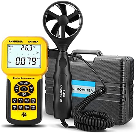 Anémomètre de poche HVAC - Mesureur de vitesse du vent 0.001~100mph Mesureur de vitesse du vent Jauge de débit d'air avec affichage rétroéclairé (valise incluse)