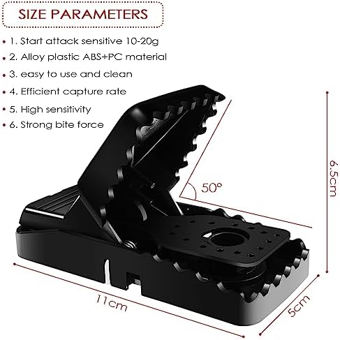 Fousenuk Piège à Rats Professionnel, 6 Clips de Piege a Souris Efficace, Piège Souris Reutilisable, Tapetteà, Attrape, Tapetteà Plastique, Tapette, Convient pour la Maison et Exterieur – Image 2