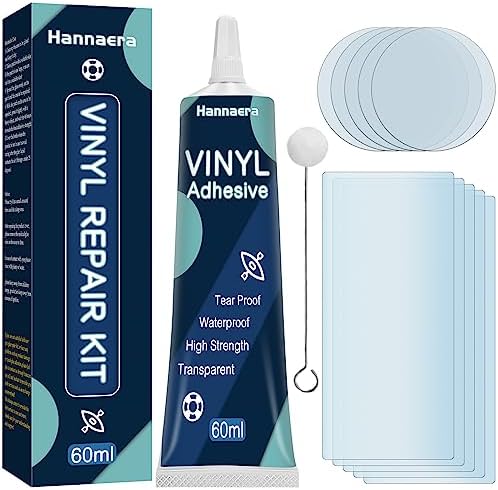 Hannaera Kit de Réparation Piscine, Rustine Piscines, Transparente Kit Reparation Spa Gonflable, Colle PVC pour Bouées, Produits gonflables, Matelas et Bateaux(60ml)
