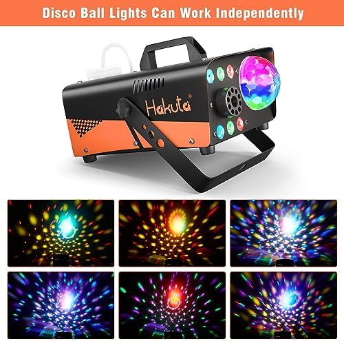 HAKUTA Machine à fumée avec boule disco lumineuse et lumières LED RGB, machine à fumée 600W 2300 CFM Spray avec fonction Auto-Spray, idéal pour Halloween, Noël, mariages – Image 3