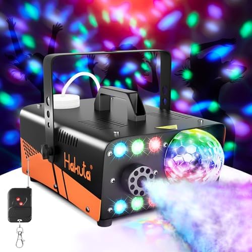 HAKUTA Machine à fumée avec boule disco lumineuse et lumières LED RGB, machine à fumée 600W 2300 CFM Spray avec fonction Auto-Spray, idéal pour Halloween, Noël, mariages – Image 2