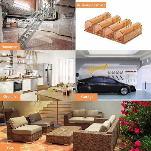 CCHKFEI Traps de Souris 4 Pack Souris - Catcher à Souris de Capture en Direct et de libération - Non Kill Petit Snappfalle - Le Petit Rongeur - extérieur intérieur – Image 6