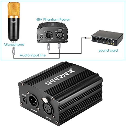 Neewer NW-800 Kit de Microphone à Condensateur - Micro Doré, 48V Alimentation Fantôme Noir, NW-35 Boom Support de Bras à Ciseaux avec Montage Choc et Filtre Pop, XLR Câble Mâle à Femelle – Image 6
