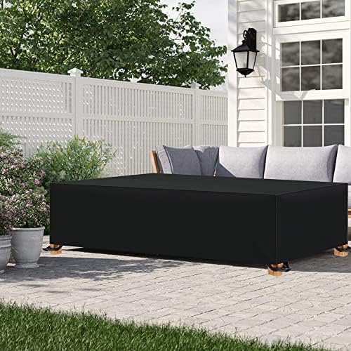 TopIdea Housse Salon de Jardin 200x100x75cm Housse de Table Jardin Rectangulaire Couverture de Protection Meubles Bâche Salon de Jardin Imperméable Anti-UV Tissu 600D Oxford Bache Table Exterieur – Image 7