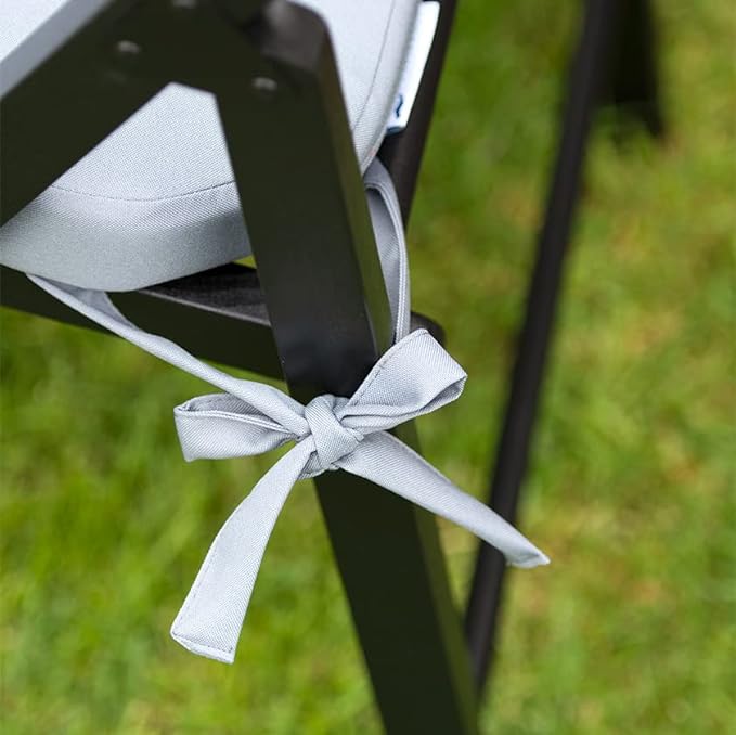 Galettes de Chaise de Jardin - Intérieur et Extérieur Résistant à l'Eau - Déhoussable et Lavable avec Bandes de Fixation - Aussi pour Cuisine et Terrasse - 2 x Coussins de Chaise - Gris - 40x40x5cm – Image 7