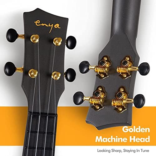 Enya Ukulele Soprano Nova U Mini Simple 21 Pouces – Ukulélé de voyage en fibre de carbone – avec Kit Débutant Comprenant étui, Sangle, Capodastre et Cordes (Noir) – Image 3