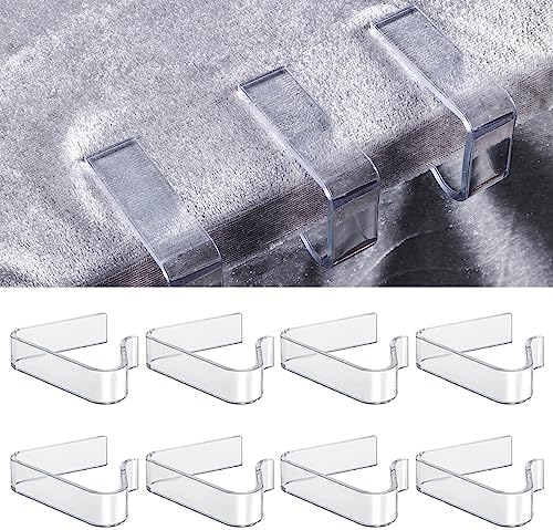 8pcs Pince à Nappe Plastique, Pince à Nappe de Table Transparente Porte-Nappe Pinces à Couverture de Table pour Tableau d'Épaisseur de 1,7-3,5cm Noël Fête Mariage d'Intérieur d'Extérieur