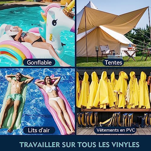Hannaera Kit de Réparation Piscine, Rustine Piscines, Transparente Kit Reparation Spa Gonflable, Colle PVC pour Bouées, Produits gonflables, Matelas et Bateaux(60ml) – Image 4