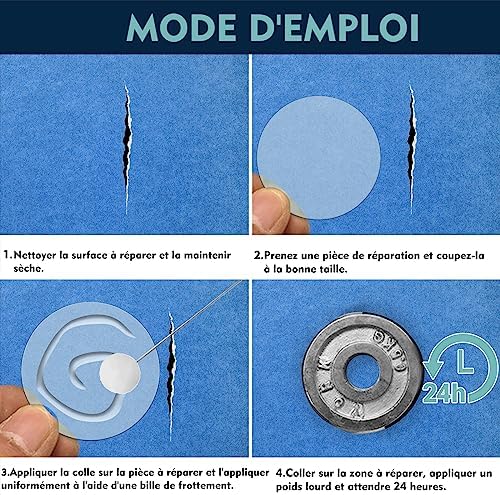 Hannaera Kit de Réparation Piscine, Rustine Piscines, Transparente Kit Reparation Spa Gonflable, Colle PVC pour Bouées, Produits gonflables, Matelas et Bateaux(60ml) – Image 6