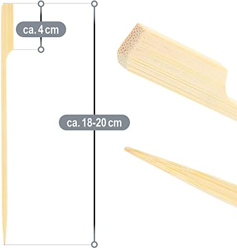 COM-FOUR® 300x brochettes de finger food en bois de bambou - brochettes en bois avec une large surface de préhension - brochettes de gril pour ménage, buffet ou gastro (300 pièces - 18cm) – Image 5