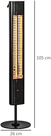 Outsunny Chauffage infrarouge ULG + sur pied 20 m² chauffage radiant électrique chauffage d'appoint sans CO₂ protection IPX5 6 niveaux de chaleur 650/1000/1320/1500/1750/2000W télécommande fournie – Image 3