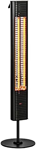 Outsunny Chauffage infrarouge ULG + sur pied 20 m² chauffage radiant électrique chauffage d'appoint sans CO₂ protection IPX5 6 niveaux de chaleur 650/1000/1320/1500/1750/2000W télécommande fournie