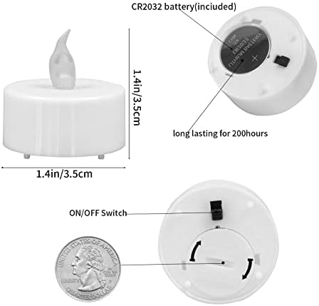 Lot de 50 bougies LED CR2032 piles Unscented chauffe-plat sans flamme claire vacillante gefälschte Bougie pour la maison décorations de Noël Mariage(Lumière blanche chaude) – Image 6