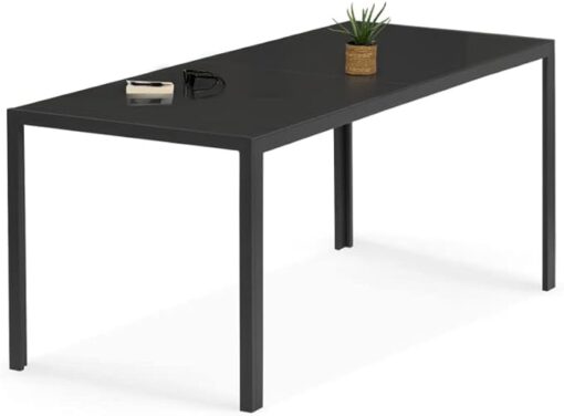 IDMarket - Salon de Jardin Madrid Table 190 CM et 8 chaises empilables Gris Anthracite – Image 3