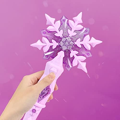 SAFIGLE Baguette magique lumineuse flocon de neige LED avec son - Accessoire de costume pour enfants - Cadeau d'anniversaire de Noël - Rose – Image 2