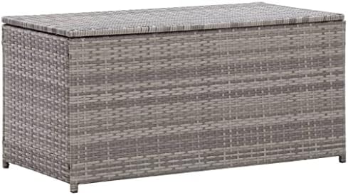 vidaXL Boîte de Rangement de Jardin Coffre de Rangement d'Extérieur Banc de Rangement Stockage Arrière-Cour Résine Tressée 180x90x70 cm Marron – Image 9