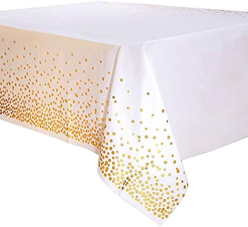 Lot de 4 nappes jetables noires et dorées pour table rectangulaire - Confettis dorés - Pour pique-nique, mariage, fête d'anniversaire, Noël, remise de diplôme, cocktail, 137 x 275 cm - Or noir – Image 10