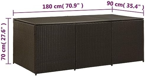 vidaXL Boîte de Rangement de Jardin Coffre de Rangement d'Extérieur Banc de Rangement Stockage Arrière-Cour Résine Tressée 180x90x70 cm Marron – Image 4