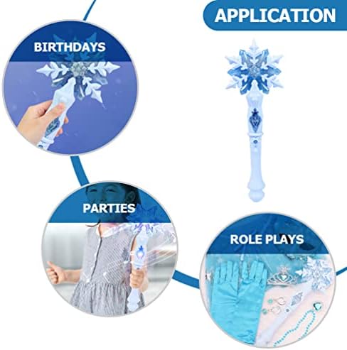 SAFIGLE Baguette magique lumineuse en forme de flocon de neige à LED avec son - Accessoire de costume pour enfants - Cadeaux d'anniversaire de Noël pour enfants et filles - Bleu – Image 5